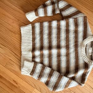 Rylee + Cru aspen Cream and Brown Striped Knit Sweater